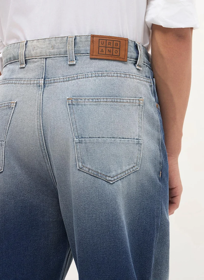 Urbano Fashion  Urbano Fashion Men's Blue Loose Baggy Fit Heavy Washed Faded Denim Jeans Non-Stretchable for Men | Best Price UAE